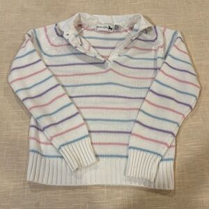 Vintage Hunters Glen Women's Striped Sweater - White with Pastel Stripes
